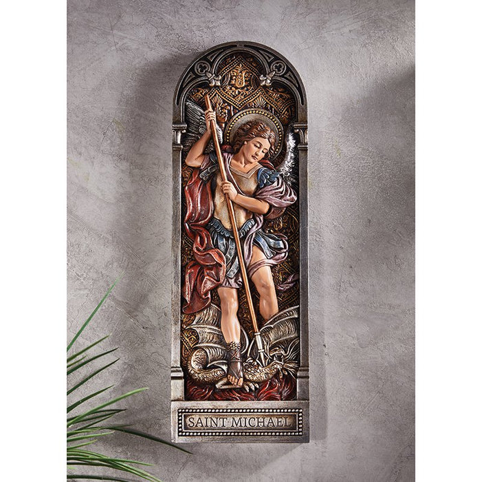 12" H St. Michael Arched Plaque 12" H St. Michael Plaque 12" Saint Michael Plaque Saint Michael Plaque