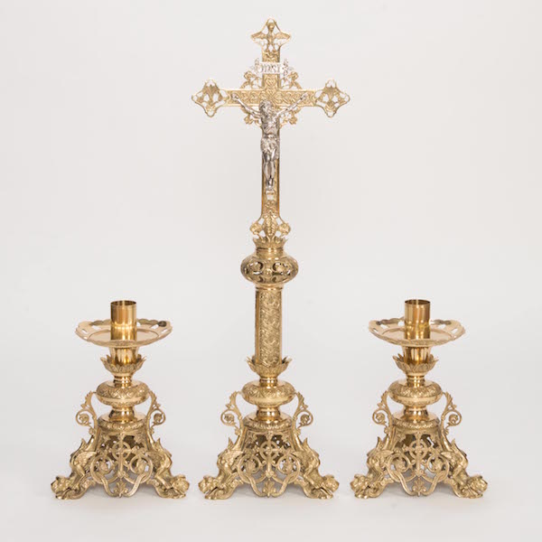 12" Baroque Style Solid Brass Candlestick