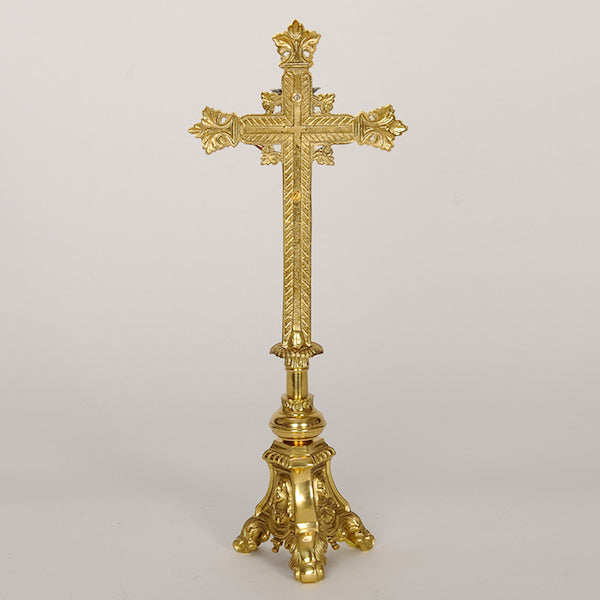 12" Brass Altar Crucifix 12" Altar Cross with silver corpus and INRI.