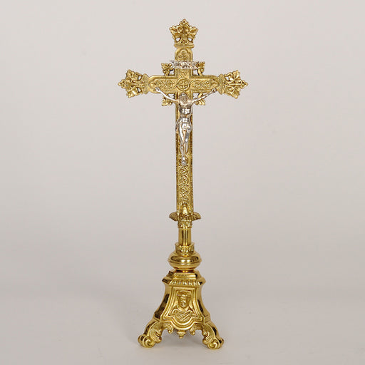 12" Brass Altar Crucifix 12" Altar Cross with silver corpus and INRI.