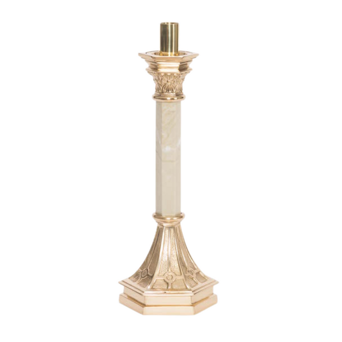 12" Classic Marble Stem Altar Candlestick