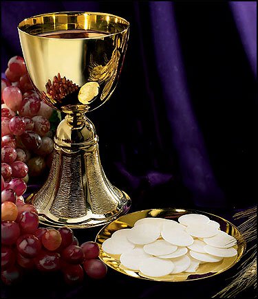 12 oz Scallop Design Gold Plated Chalice with Paten