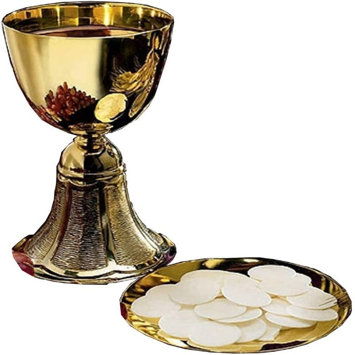 12 oz Scallop Design Gold Plated Chalice with Paten