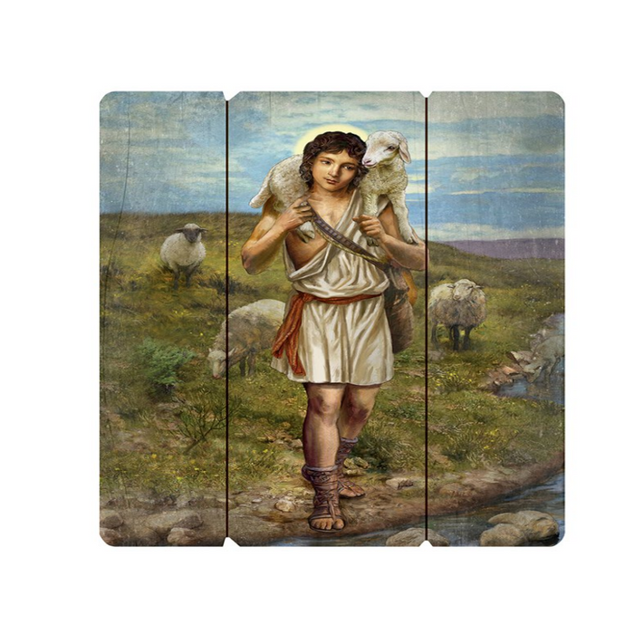 15" H Image of Good Shepherd in a wooden pallet  15" H Good Shepherd Wood Pallet Sign Wood Pallet Sign - Good Shepherd