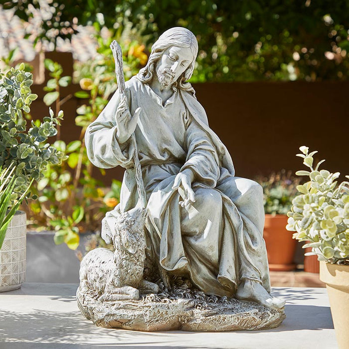 17.5'' H Good Shepherd Resin Statue