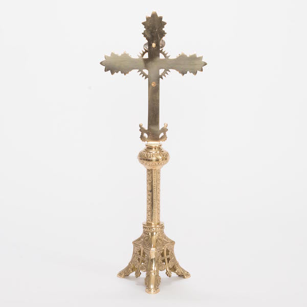 18" Brass Altar Crucifix 18" Altar Cross with silver plated corpus and INRI.