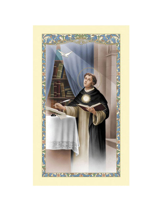 Laminated Holy Card St. Thomas Aquinas - 25 Pcs. Per Package