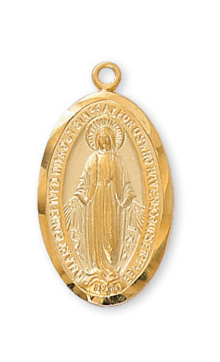 Miraculous Medal Gold Over Sterling Silver 18" with Gold Plated Chain