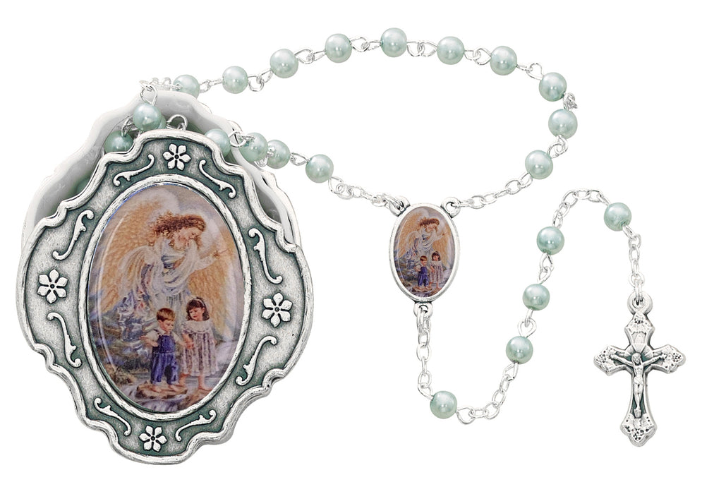 Guardian Angel Baby Medal with Blue Rosary