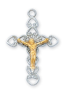 Crucifix Sterling Silver w/ 18" Rhodium Plated Chain Crucifix Necklace Crucifix Catholic Necklace 