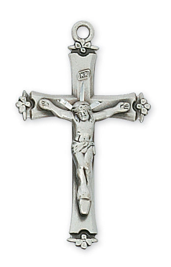 Crucifix Sterling Silver w/ 18" Rhodium Plated Chain Crucifix Necklace Crucifix Catholic Necklace 