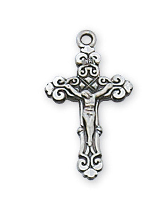 Crucifix Baby Sterling Silver with 13" Rhodium Plated Chain