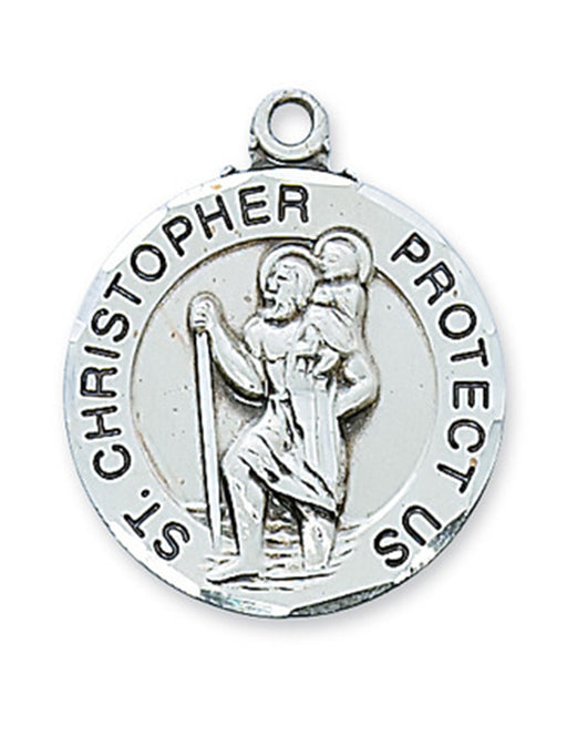 St. Christopher Medal Sterling Silver with 24" Rhodium Plated Chain