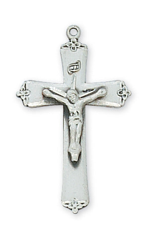 Crucifix Sterling Silver w/ 18" Rhodium Plated Chain Crucifix Necklace Crucifix Catholic Necklace 