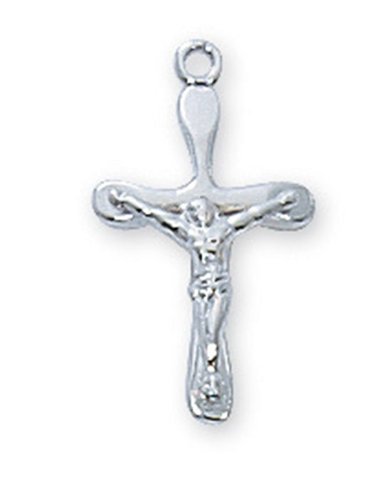 Crucifix Sterling Silver w/ 16" Rhodium Plated Chain Crucifix Necklace Crucifix Catholic Necklace 