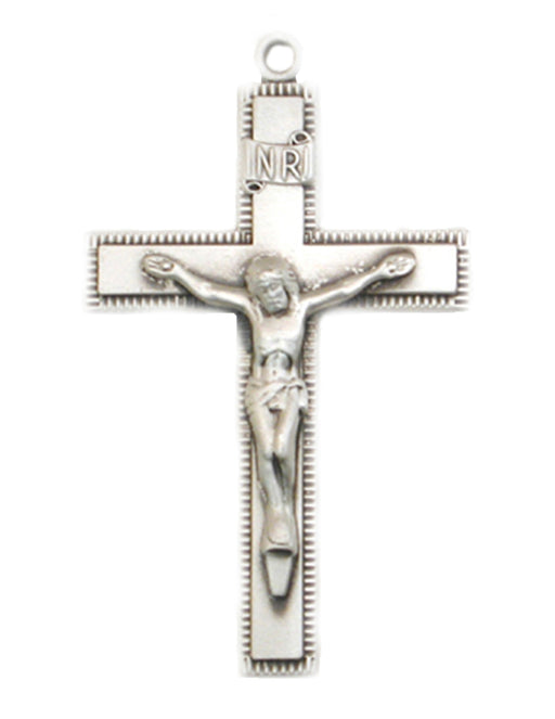 Crucifix Sterling Silver w/ 24" Rhodium Plated Continuous Chain Crucifix Necklace Crucifix Accessory Crucifix Charms