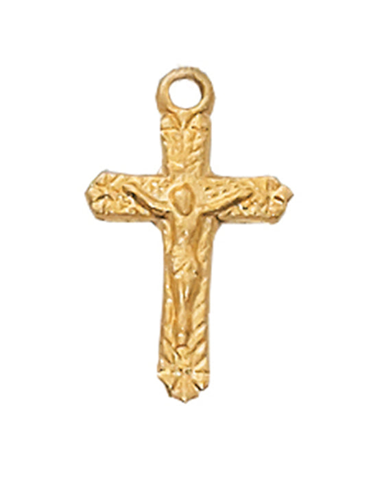 Crucifix Gold Over Sterling Silver with 16" Rhodium Plated Chain