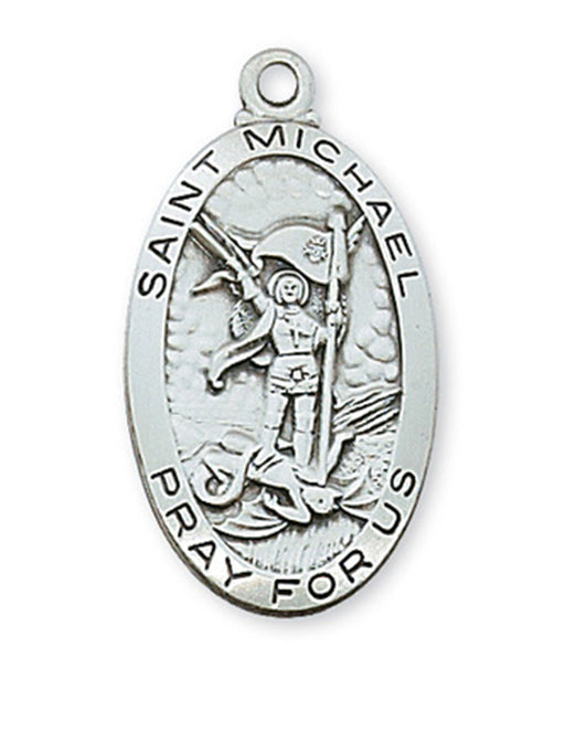 Military Protection St. Michael Armed Forces Protection Armed Forces Guidance Saint Michael Protect Us Engravable Sterling Silver St. Michael Medal w/ 24" Rhodium Plated Chain