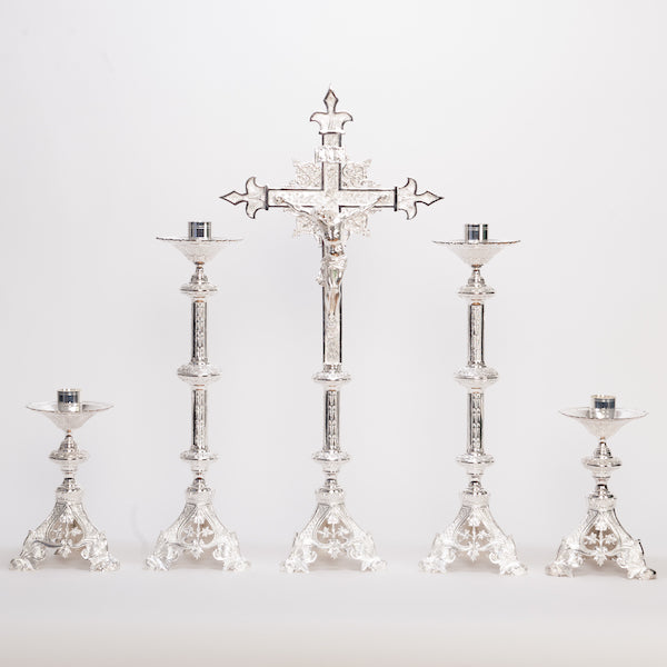 Traditional Baroque Style 27" Crucifix and 20" Candlesticks Altar Set