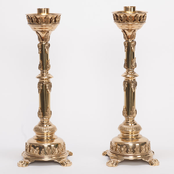 20" Traditional Smooth Brass Stem Altar Candlestick Traditional Brass Candlestick w/ Smooth Brass Stem 