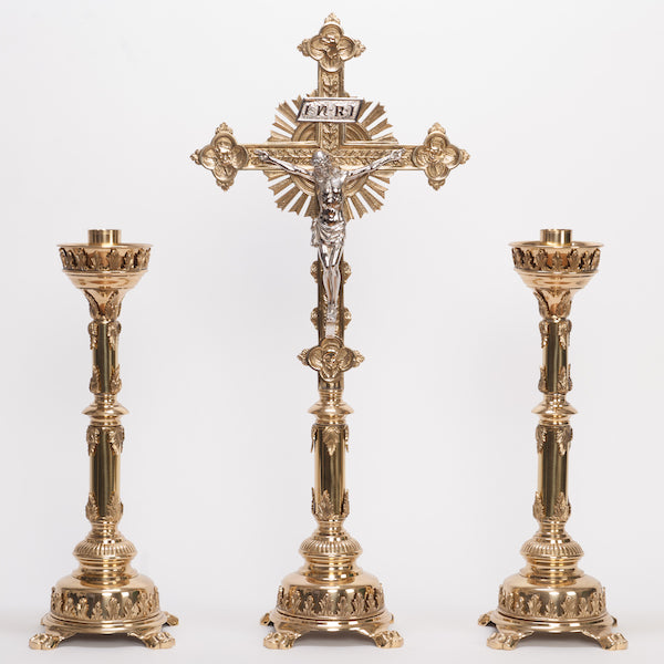 20" Traditional Smooth Brass Stem Altar Candlestick Traditional Brass Candlestick w/ Smooth Brass Stem 