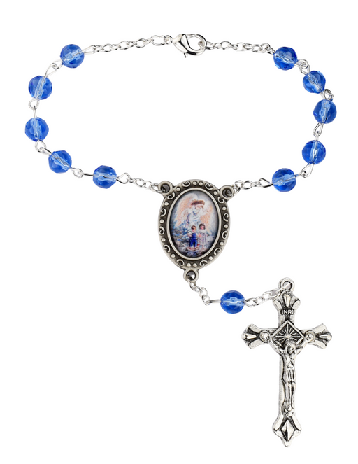 Guardian Guardian Angel Auto Rosary with 6mm Bead Angel Auto RosaryGuardian Angel Blue Auto Rosary with 6mm Bead Guardian Angel Blue beads Auto Rosary