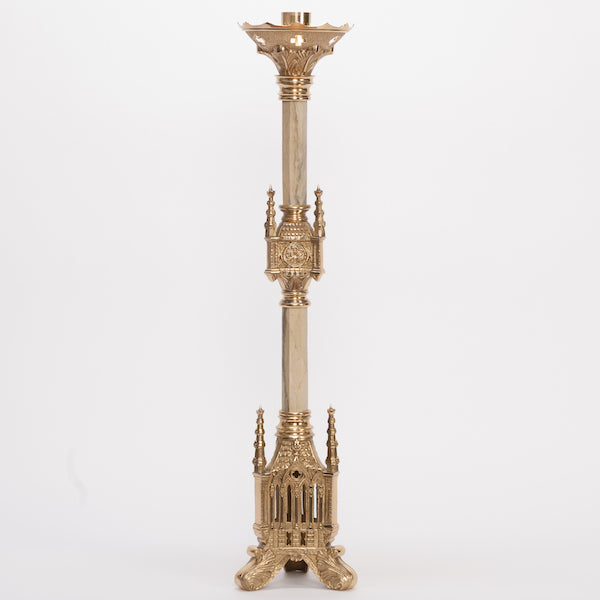 24" Traditional Gothic Candlestick with Marble Stems Traditional Gothic Candlestick with marble stems.