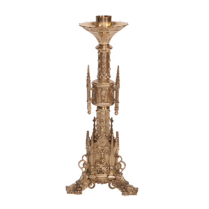 24" Traditional Gothic Style Brass Altar Candlestick Traditional 24" Gothic Style Altar Candlestick.