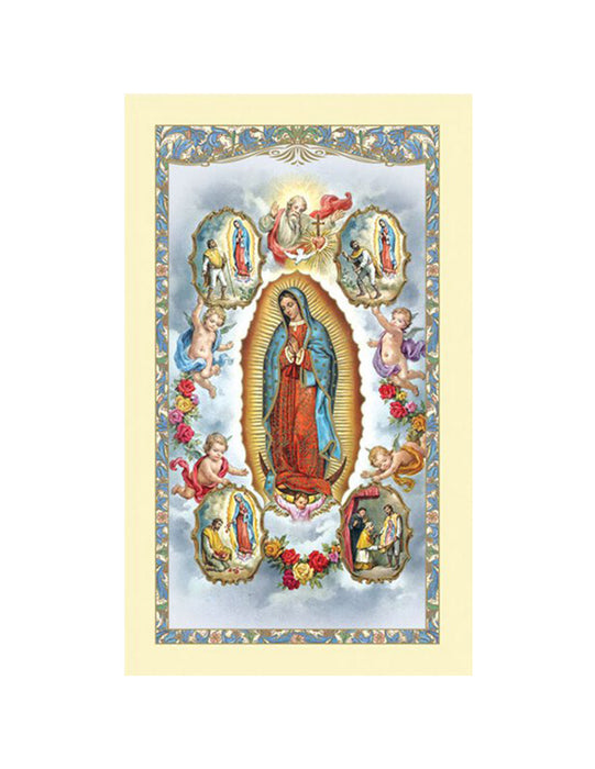 Laminated Holy Card Our Lady Of Guadalupe With Visions - 25 Pcs. Per Package