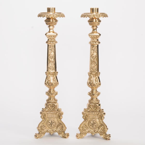 Traditional Baroque Style Crucifix and Candlesticks Altar Set