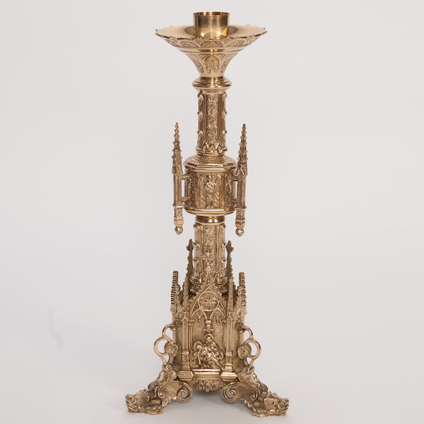 24" Traditional Gothic Style Brass Altar Candlestick Traditional 24" Gothic Style Altar Candlestick.