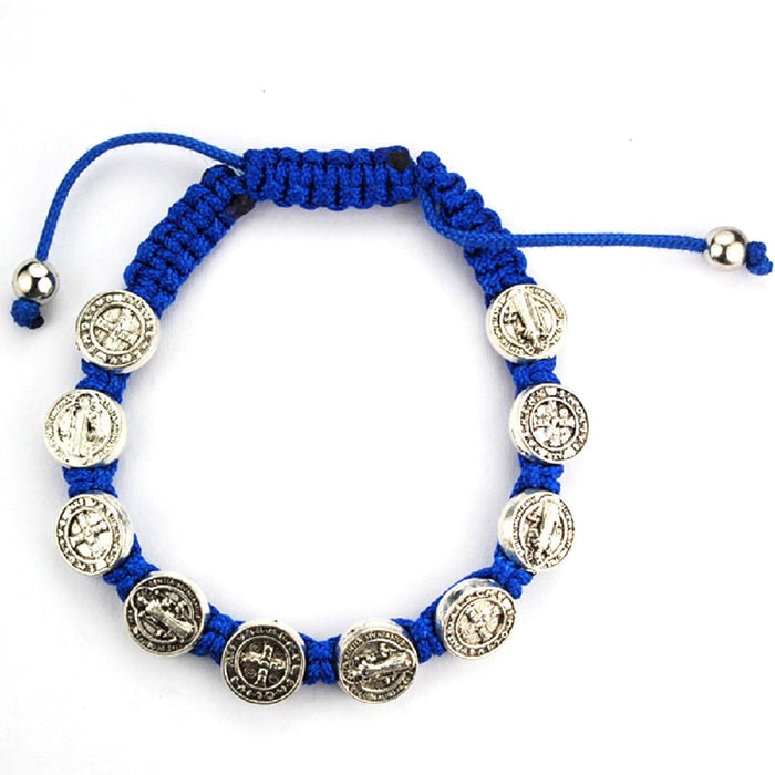 Pulsera San Benito Ajustada Azul Cordada y Cardada