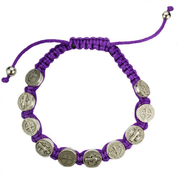 Pulsera San Benito Ajustada Morada Cordada y Cardada