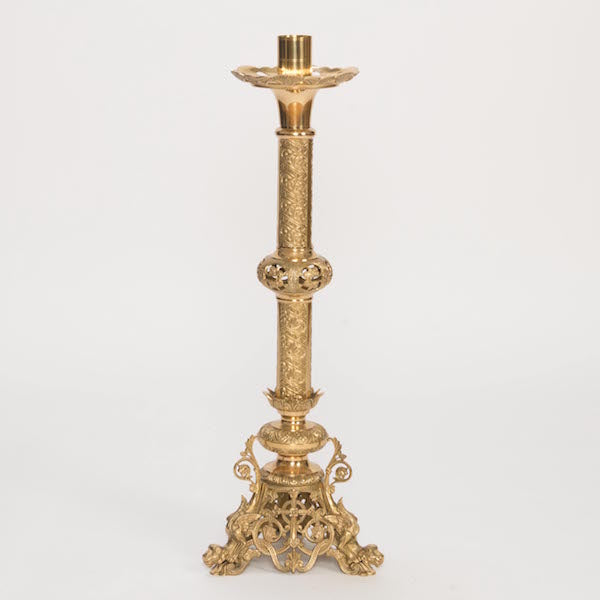 30" Baroque Style Solid Brass Candlestick