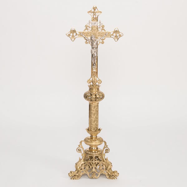 Traditional Baroque Style Crucifix and 30" Candlesticks Altar Set