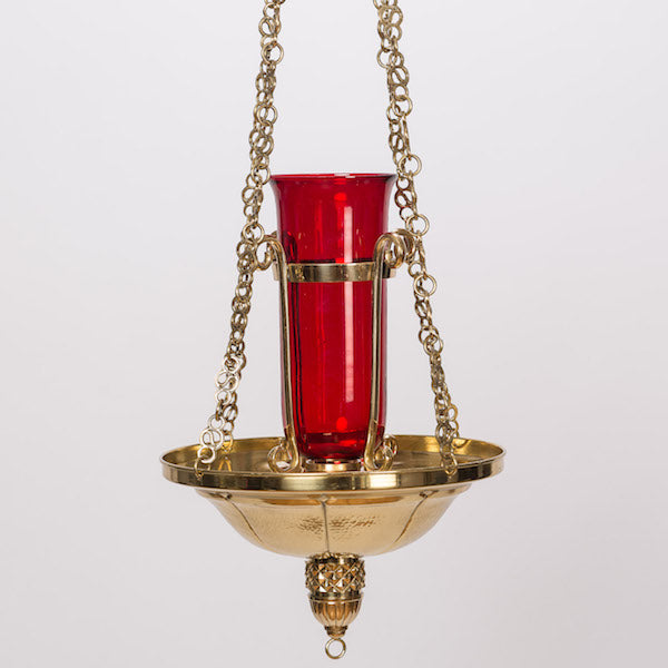 38" Traditional Altar Hanging Sanctuary Lamp Traditional Hanging Sanctuary Lamp Polished Brass and Lacquered