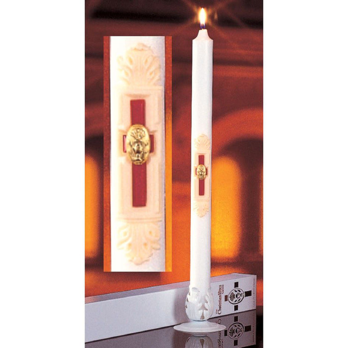 Vela Christian Rites RCIA con soporte de metal blanco (2 piezas)