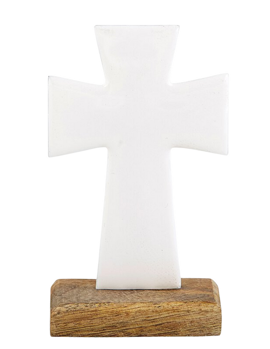 4" White Enamel Standing Cross