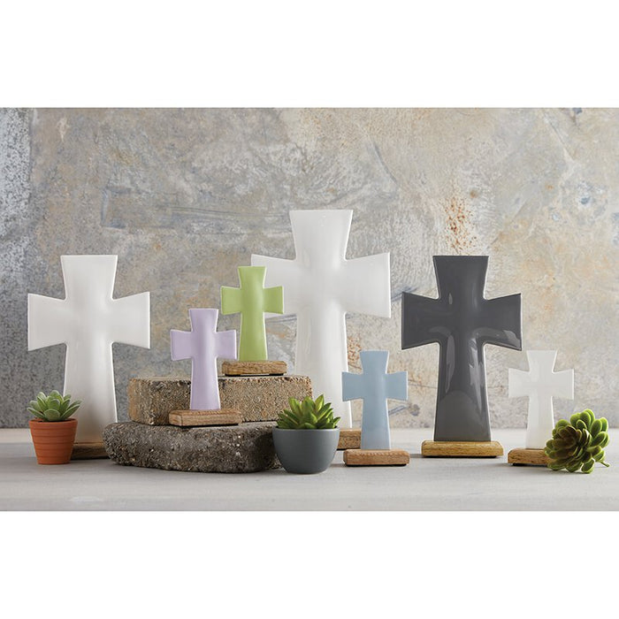 4" White Enamel Standing Cross