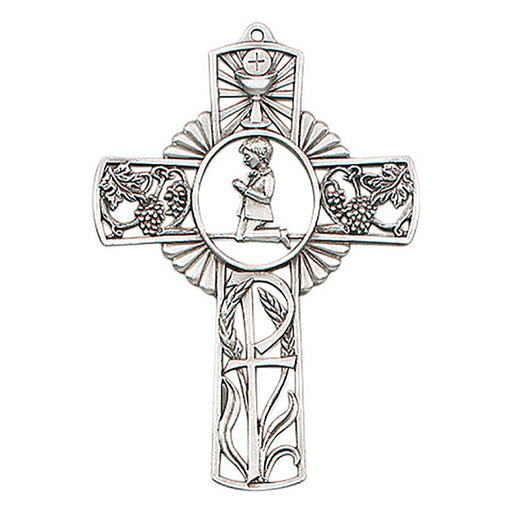 5" First Communion Boy Pewter Wall Cross