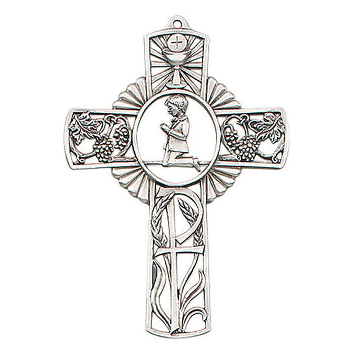 5" First Communion Boy Pewter Wall Cross