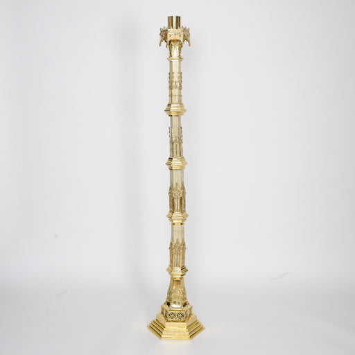 60" Traditional Cathedral Paschal Candlestick with Marble Stems Traditional Paschal Candlestick with 4 White Marble Stems.