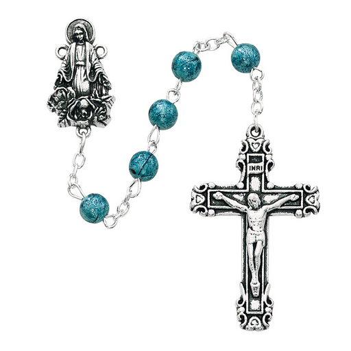 6mm Blue Glass Beads Blessed Virgin Mary Rosary Rosary Catholic Gifts Catholic Presents Rosary Gifts