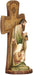 12" H Stained Wood Cross Holy Family Figurine