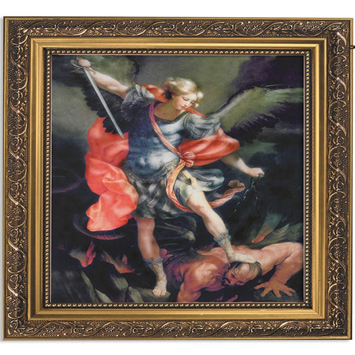 Reni Saint Michael the Archangel Ornate Gold Finish Frame