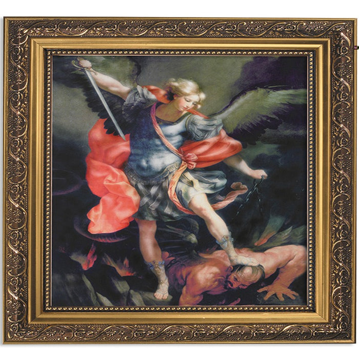 Reni Saint Michael the Archangel Ornate Gold Finish Frame