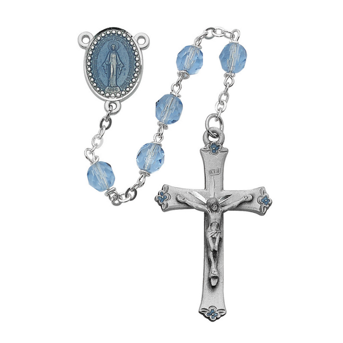 7mm Blue Miraculous Medal Rosary