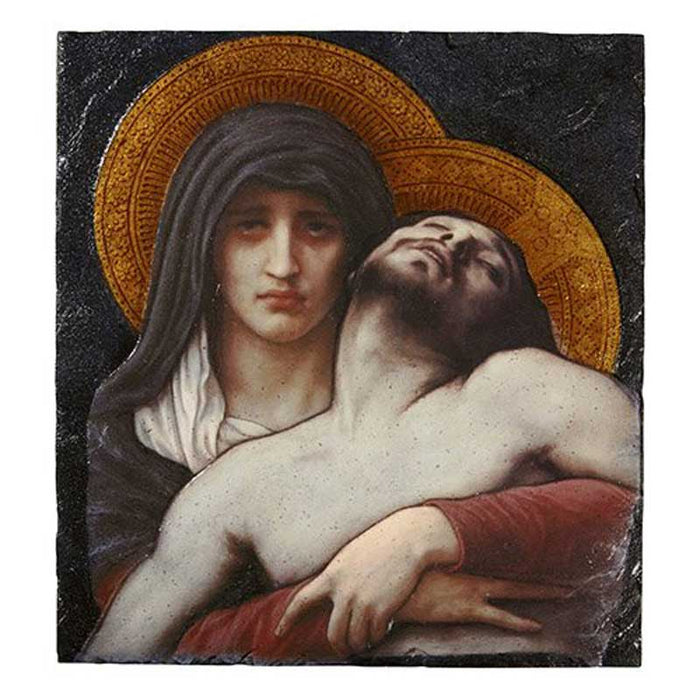 8.5 Bouguereau Pieta Square Tile Plaque with Stand