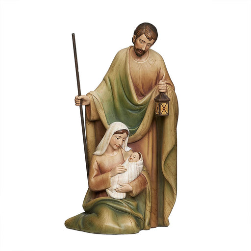 8.5H Stained Wood Holy Family Figurine