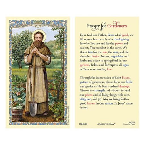 Laminated Holy Card St. Fiacre - 25 Pcs. Per Package